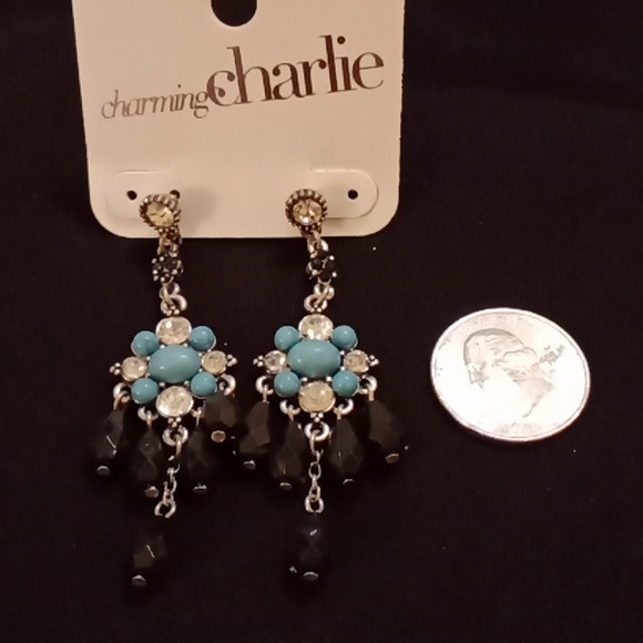 Charming Charlie Jewelry - New charming charlie blue , black & clear post dangle earrings